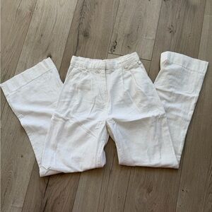 Abercrombie & Fitch White Linen Blend Trousers